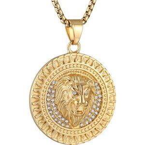 NEW Gold Lion Head Necklace Pendant